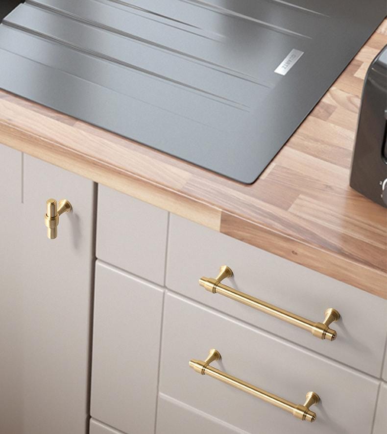 Brushed Solid Brass Handles Knobs Cupboard Kitchen Cup Drawer Bin Pulls Cabinet Door Furniture Decor Hardware Wholesale Bulk