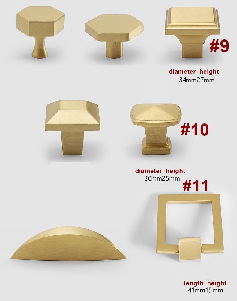 Brushed Solid Brass Handles Knobs Cupboard Kitchen Cup Drawer Bin Pulls Cabinet Door Furniture Decor Hardware Wholesale Bulk