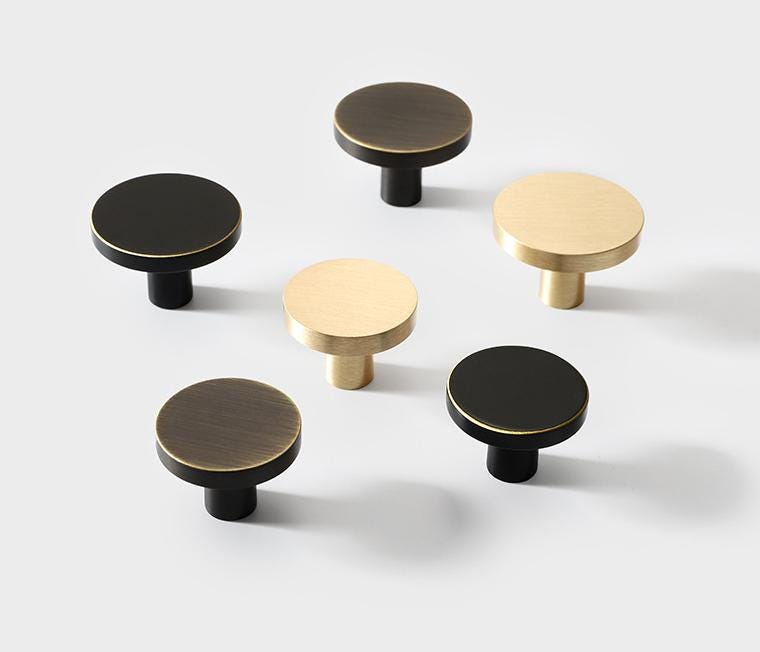 MCM Black Aged Solid Brass Drawer Knob 1 1 1/4" Mid Century Modern Hardware For Unique Handmade Kitchen Bathroom Cabinet Dresser Home Decor
