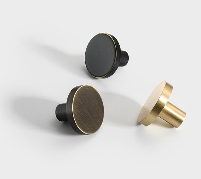 MCM Black Aged Solid Brass Drawer Knob 1 1 1/4" Mid Century Modern Hardware For Unique Handmade Kitchen Bathroom Cabinet Dresser Home Decor