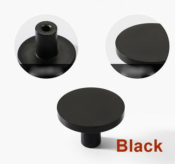 Solid Brass Round Cabinet Pulls & Knobs - Black Finish for Cabinets - Coffee Bronze 27mm / 1pc