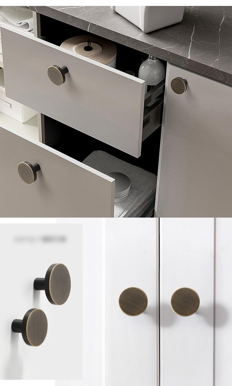 Solid Brass Round Cabinet Pulls & Knobs - Black Finish for Cabinets - view 9