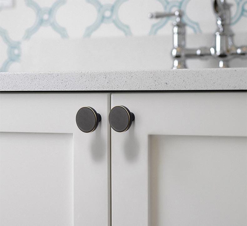 Solid Brass Round Cabinet Pulls & Knobs - Black Finish for Cabinets - Black 27mm / 1pc
