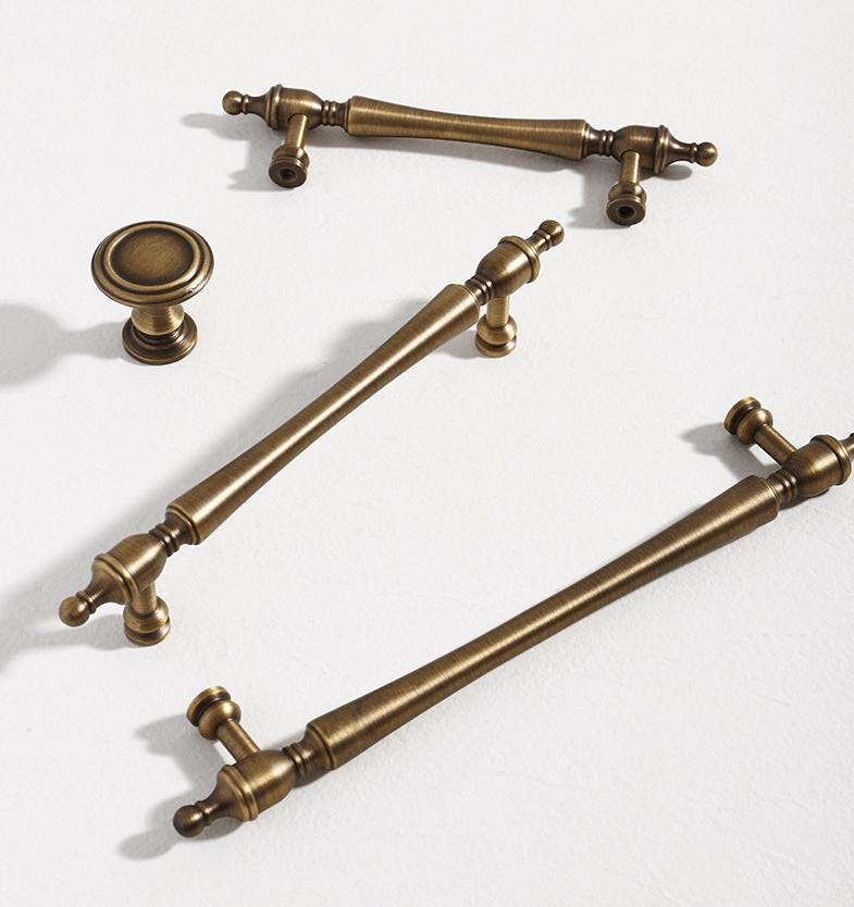 Aged Brass Drawer Pull Knob Handle Antique Bronze Hardware For Unique Handmade Furniture Vintage Home Kitchen Bathroom Cabinet Dresser Decor