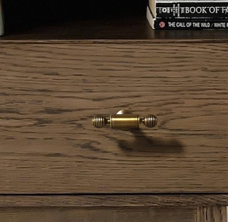 Solid Brass Round Cabinet Pulls & Knobs - Antique Bronze Finish - #1 - 224mm / 1pc