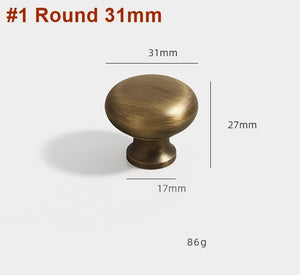 Solid Brass Round Cabinet Pulls & Knobs - Antique Bronze Finish - #1 T-Shape / 1pc