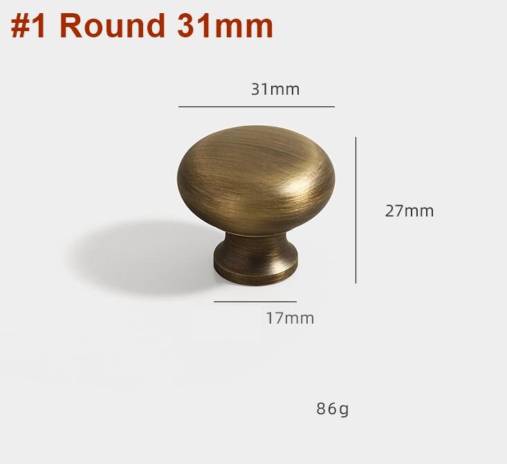 Solid Brass Round Cabinet Pulls & Knobs - Antique Bronze Finish - #1 T-Shape / 1pc