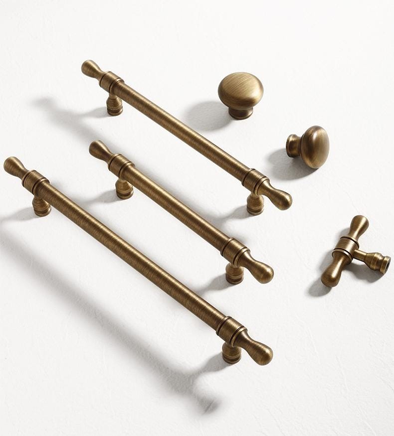 Aged Brass Drawer Pull Knob Handle Antique Bronze Hardware For Unique Handmade Furniture Vintage Home Kitchen Bathroom Cabinet Dresser Decor