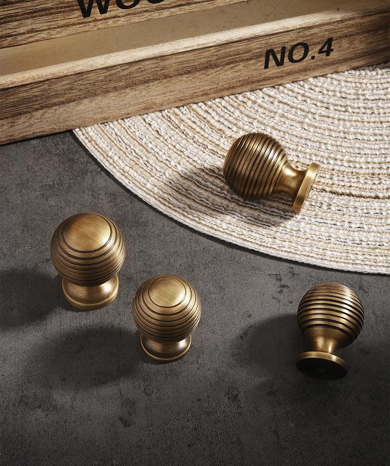Solid Brass Round Cabinet Pulls & Knobs - Antique Bronze Finish - view 7
