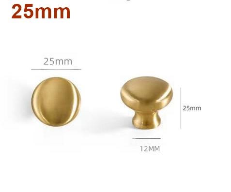 Brushed Solid Brass Mushroom Drawer Knob 1" 1 1/8" 1 1/4" Hardware For Unique Handmade Vintage Home Kitchen Bathroom Cabinet Dresser Decor