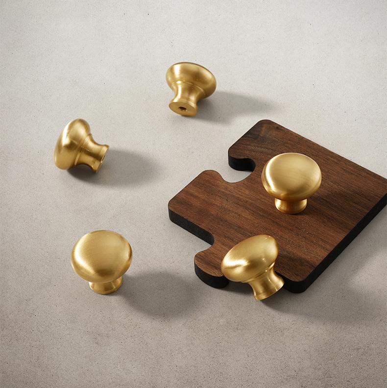 Brushed Solid Brass Mushroom Drawer Knob 1" 1 1/8" 1 1/4" Hardware For Unique Handmade Vintage Home Kitchen Bathroom Cabinet Dresser Decor
