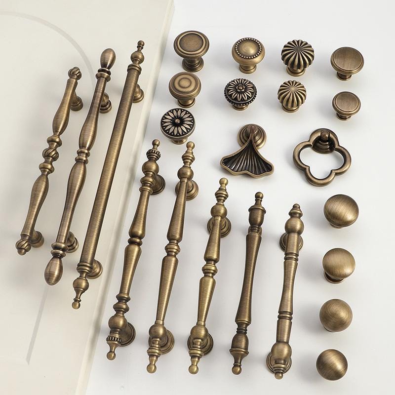 Aged Brass Drawer Pull Knob Handle Antique Bronze Hardware For Unique Handmade Furniture Vintage Home Kitchen Bathroom Cabinet Dresser Decor