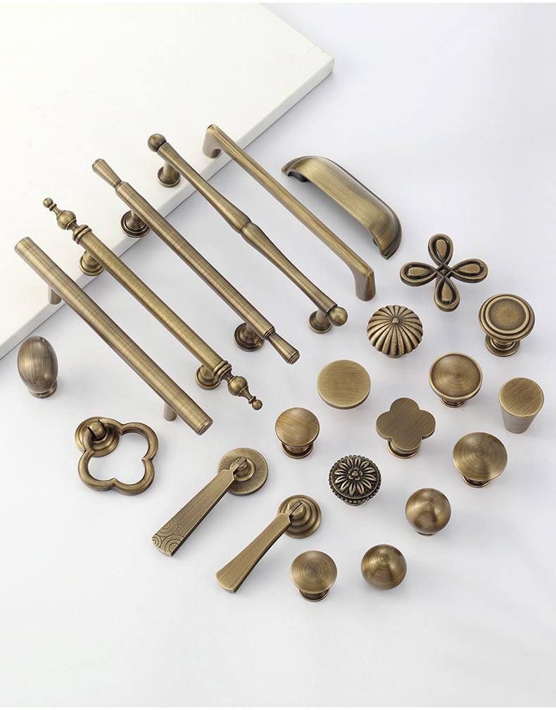 Aged Brass Drawer Pull Knob Handle Antique Bronze Hardware For Unique Handmade Furniture Vintage Home Kitchen Bathroom Cabinet Dresser Decor