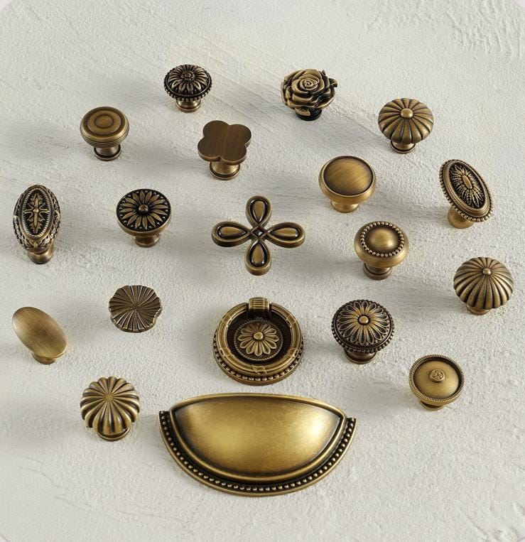 Aged Solid Brass Drawer Knobs Cup Bin Pulls Hardware For Unique Handmade Furniture Retro Vintage Kitchen Bathroom Cabinet Dresser Decor