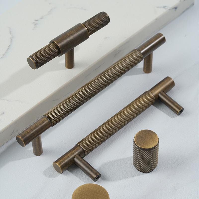 MCM Aged Brass Drawer Pulls Knobs Handles Mid Century Modern Handmade Home Furniture Improvement Kitchen Bathroom Cabinet Dresser Door Decor