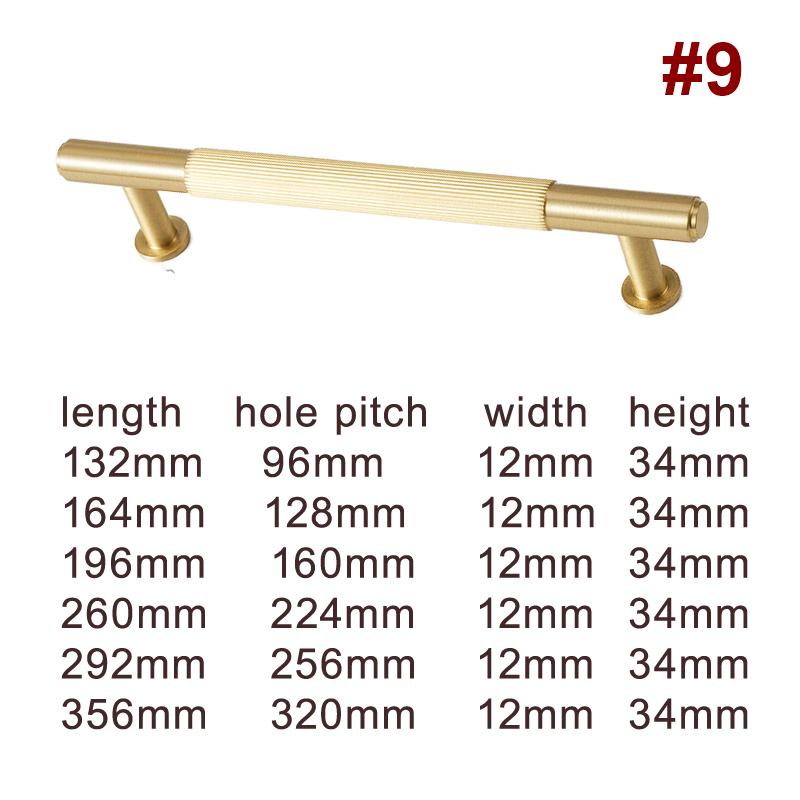 Luxury Gold Solid Brass Cabinet Handles Modern Minimalist Art Deco Drawer Pulls with Knurled Texture for Kitchens Wardrobes  Dressers