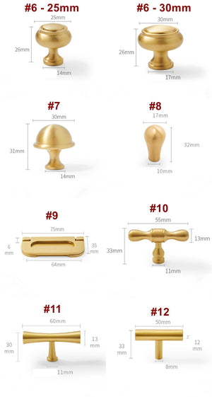 Solid Brass Art Deco Cabinet Pulls & Knobs - Gold Finish Hardware - #1 - 25mm / 1 pc