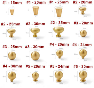 Solid Brass Art Deco Cabinet Pulls & Knobs - Gold Finish Hardware - #1 - 20mm / 1 pc