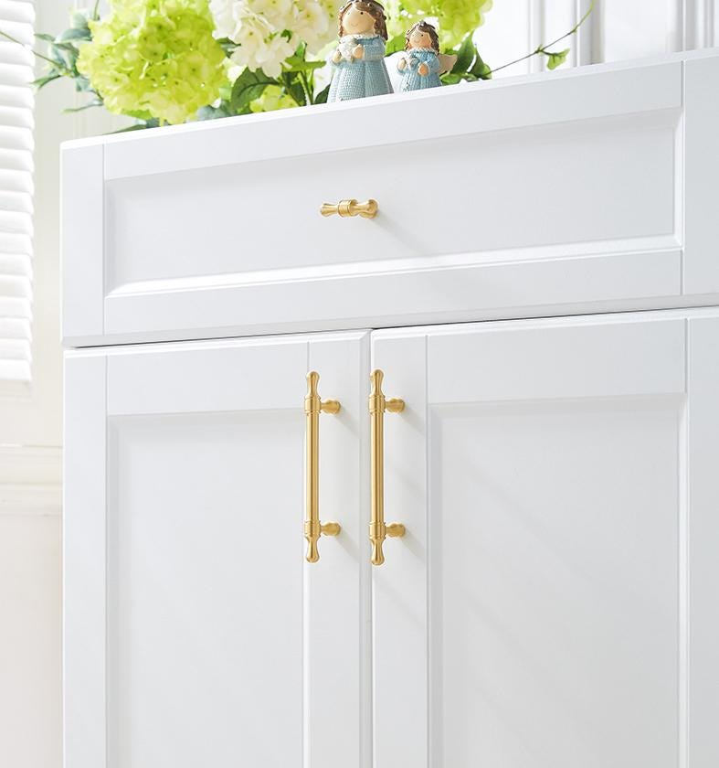 Luxury Gold Solid Brass Cabinet Handles Modern Minimalist Art Deco Drawer Pulls Knobs for Kitchens Wardrobes Dressers Classic Interiors