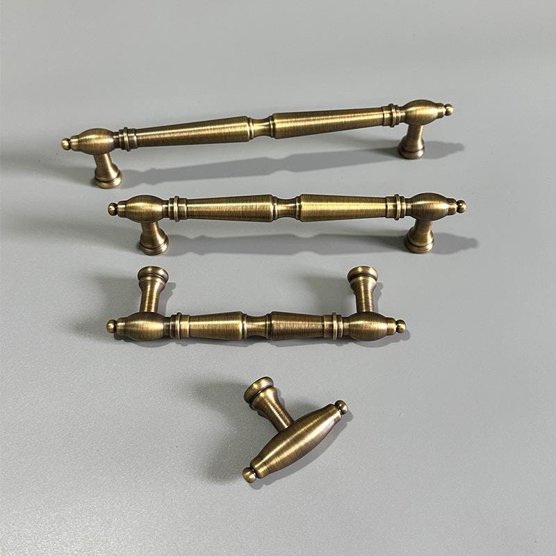 Solid Brass Round Cabinet Pulls & Knobs - Antique Bronze Finish - #1 T-Shape 50mm / 1 pc