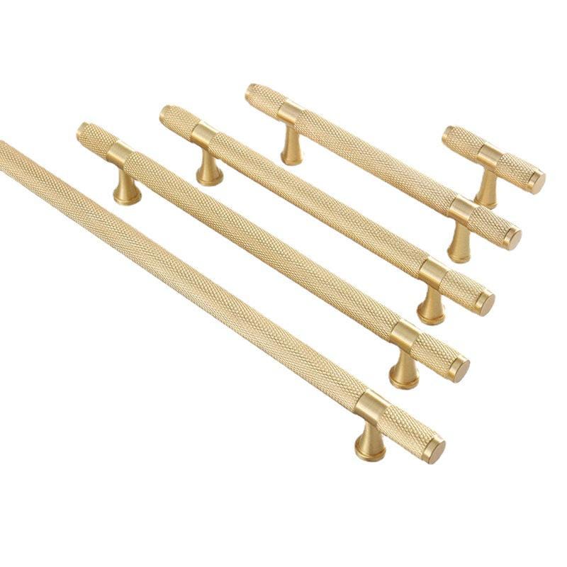 Knurled Solid Brass Cabinet Pull Handles Modern Industrial Drawer Handles Gold Bronze Kitchen Bathroom Cabinets Bedroom Dresser Drawers