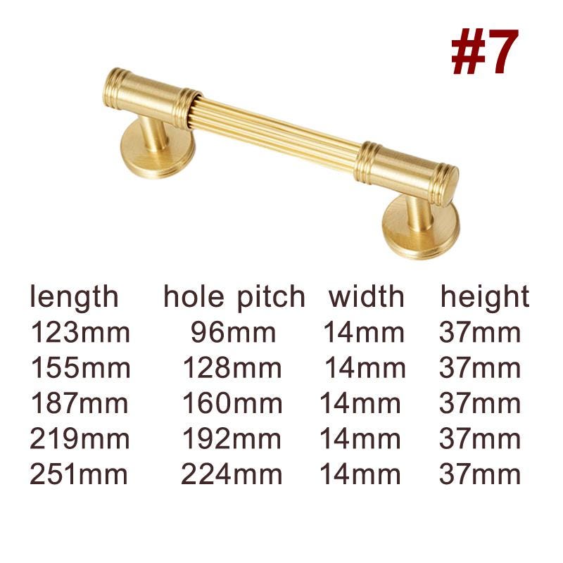 Matte Gold Brass Cabinet Handles Modern Minimalist Drawer Pulls Knobs Art Deco Fluted Design Industrial Loft-Style Luxury Kitchen Wardrobe