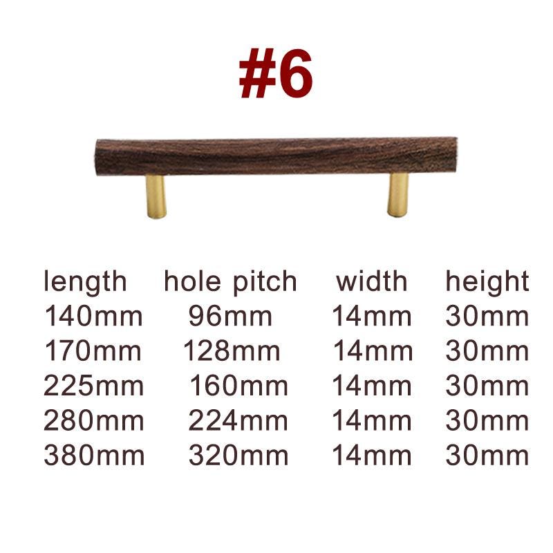 Dark Wood Cabinet Handles Knobs Walnut Pulls Solid Brass Base Scandinavian Japandi Modern Kitchen Bathroom Bedroom Drawer Decor Hardware
