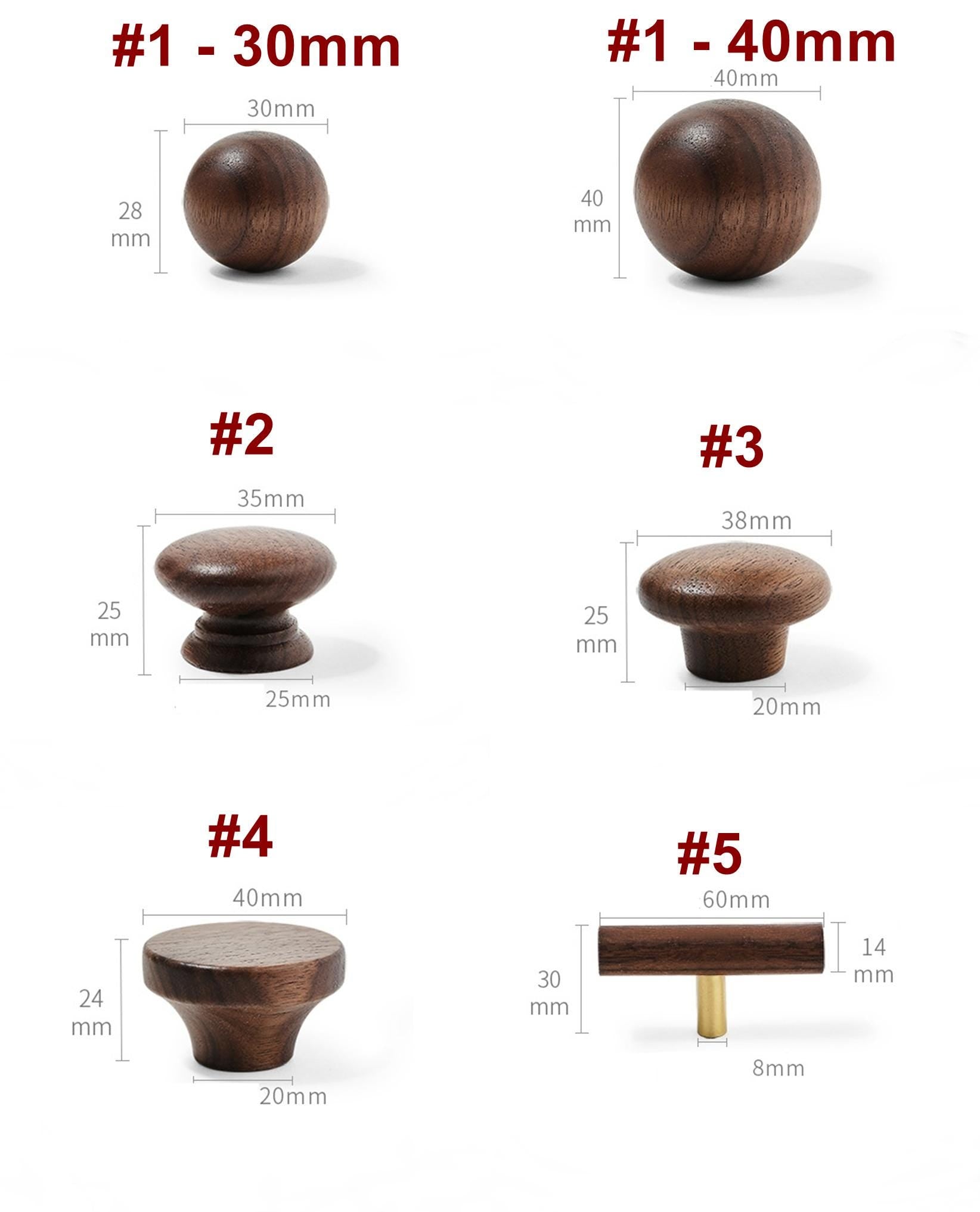 Dark Wood Cabinet Handles Knobs Walnut Pulls Solid Brass Base Scandinavian Japandi Modern Kitchen Bathroom Bedroom Drawer Decor Hardware
