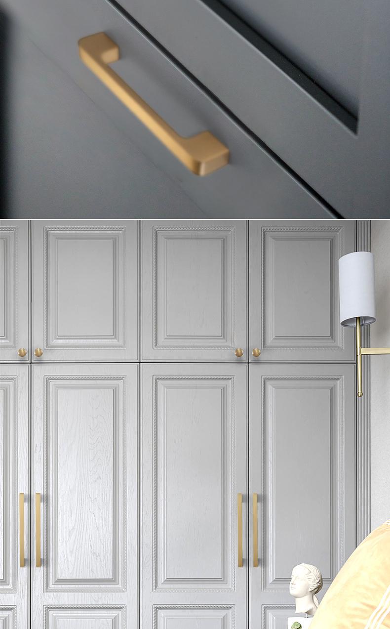 Modern Gold Solid Brass Cabinet Knobs Pulls Scandinavian Minimalist Vintage Style Drawer Handles Kitchen Dresser Wardrobe Closet Home Decor