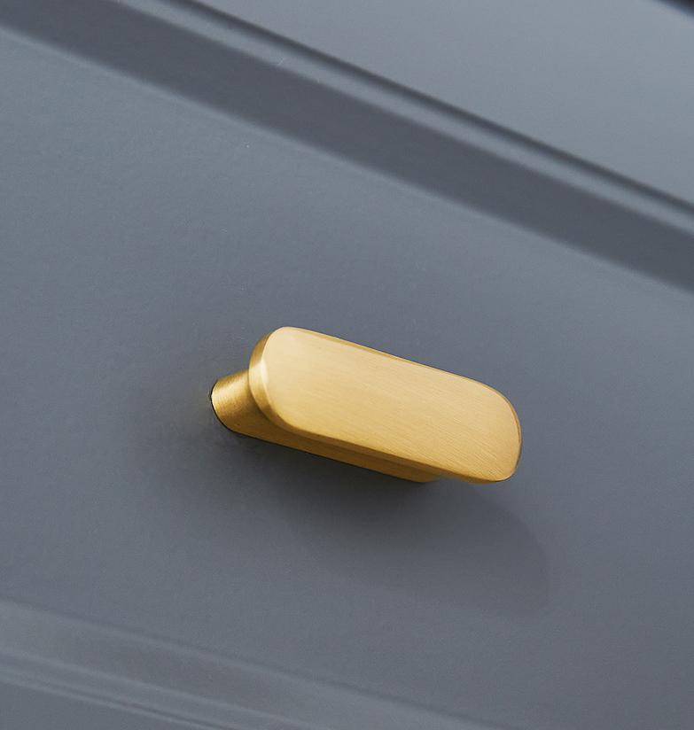 Minimalist Brushed Gold Solid Brass Cabinet Pulls Modern Sleek Drawer Handles Kitchen Closet Dresser Furniture Renovation
