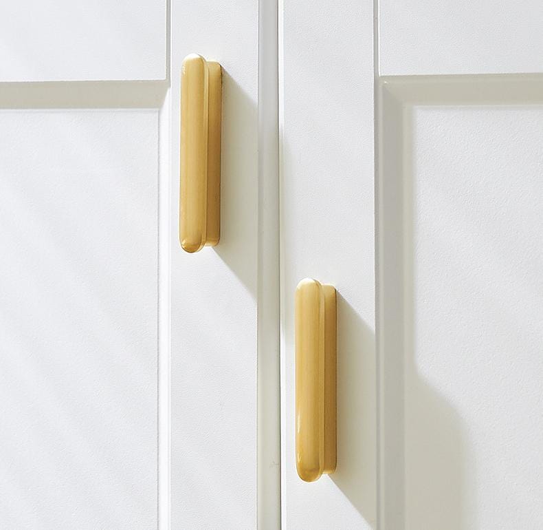 Minimalist Brushed Gold Solid Brass Cabinet Pulls Modern Sleek Drawer Handles Kitchen Closet Dresser Furniture Renovation
