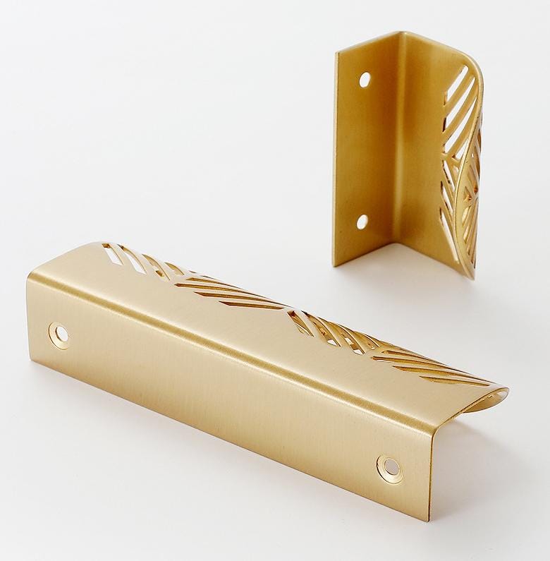 Solid Brass Leaf Cabinet Pulls & Knobs - Gold Finish for Cabinets - view 7