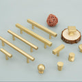 Solid Brass Minimalist Cabinet Pulls & Knobs - Matte Gold Finish - #1 / 1pc