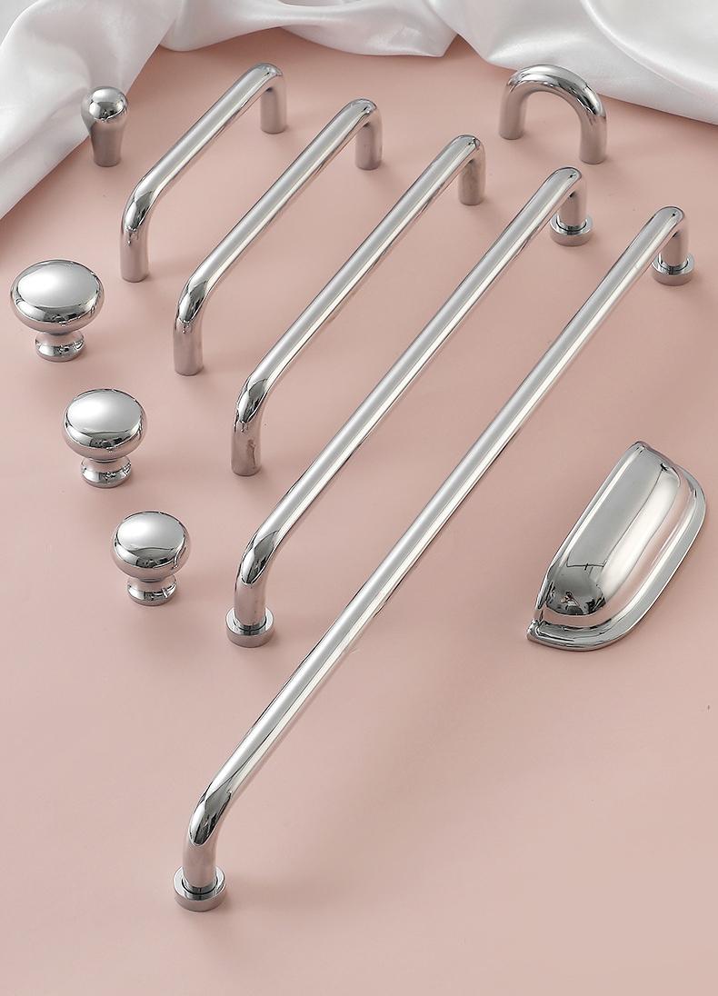 Solid Brass Cabinet Cup Pulls - Polished Silver Finish for Cabinets - #5 - 96mm / 1pc