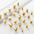 Solid Brass Round Cabinet Pulls & Knobs - Brushed Gold Finish - #1 - 15mm / 1pc