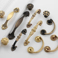Solid Brass Floral Cabinet Pulls & Knobs - Black Finish Hardware - #1 Brass / 1pc