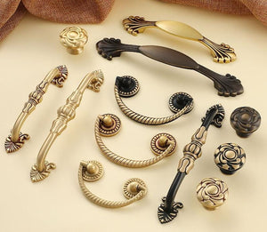 Solid Brass Floral Cabinet Pulls & Knobs - Black Finish Hardware - #2 Brass 162mm / 1pc