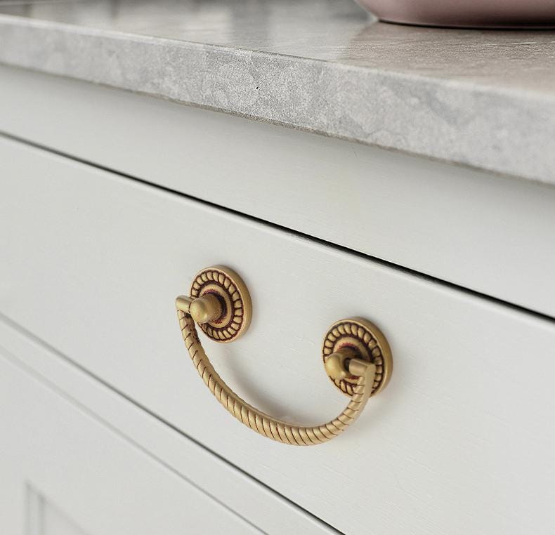 Solid Brass Floral Cabinet Pulls & Knobs - Black Finish Hardware - #2 Br/Rose 162mm / 1pc