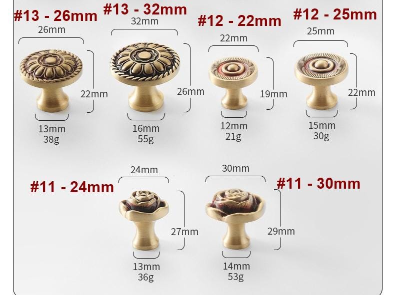 Solid Brass Floral Cabinet Pulls & Knobs - Antique Bronze Finish - #3 - 96mm / 1pc
