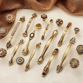 Solid Brass Floral Cabinet Pulls & Knobs - Antique Bronze Finish - #1 - 96mm / 1pc