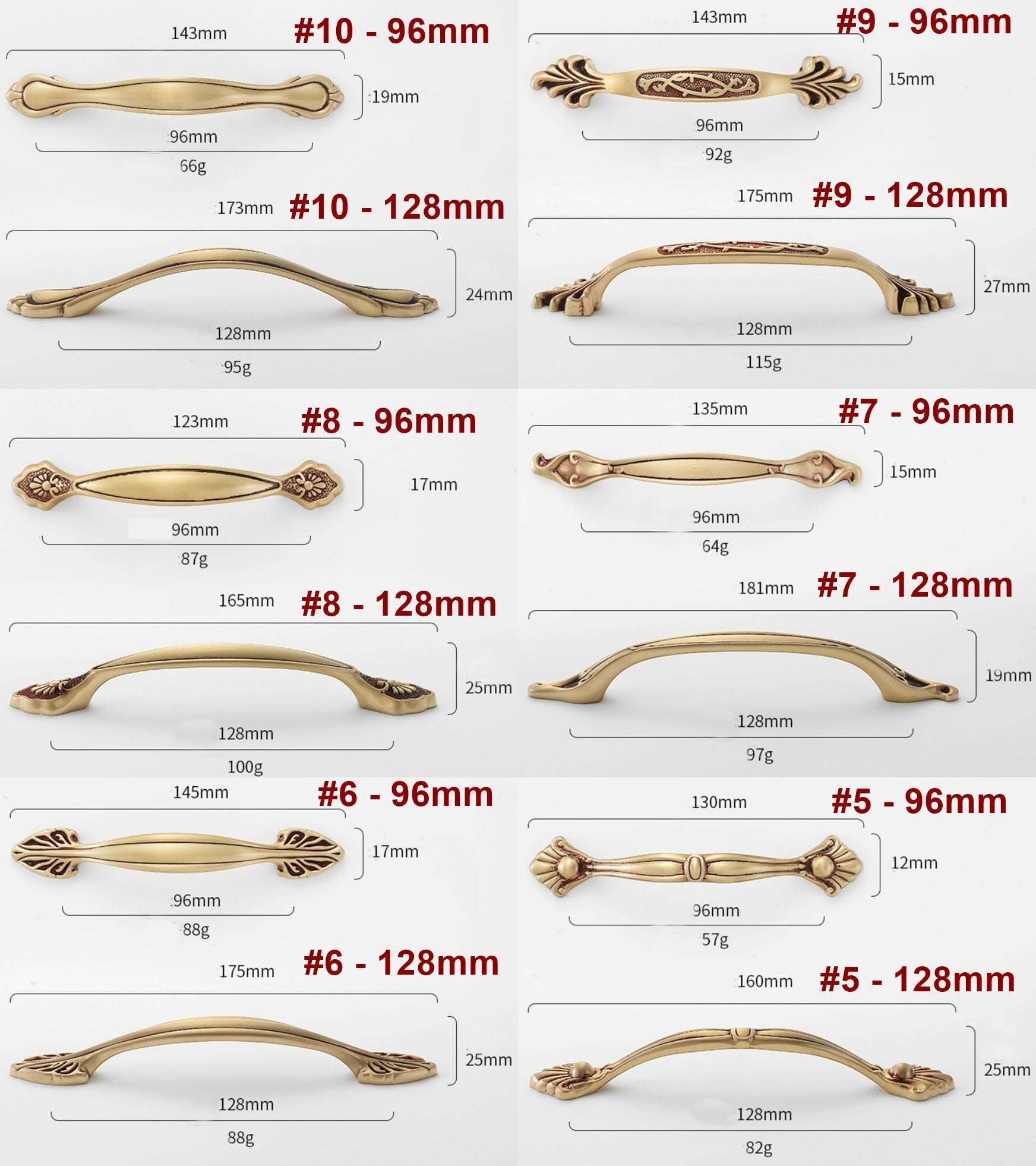 Solid Brass Floral Cabinet Pulls & Knobs - Antique Bronze Finish - #2 - 128mm / 1pc