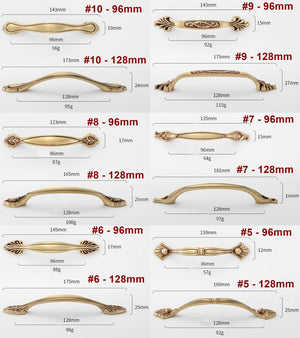 Solid Brass Floral Cabinet Pulls & Knobs - Antique Bronze Finish - #2 - 128mm / 1pc