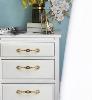 Solid Brass Floral Cabinet Pulls & Knobs - Antique Bronze Finish - #5 - 96mm / 1pc