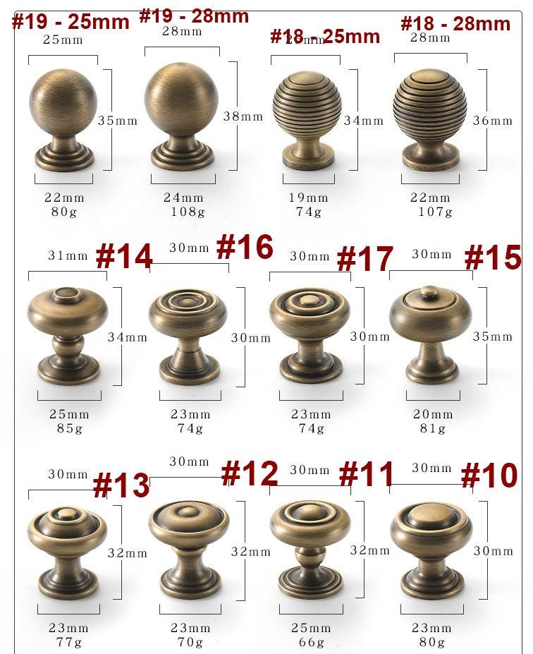 Antique Solid Brass Cabinet Knobs Classic Vintage Round Drawer Pulls Kitchen Cabinets Dressers Closets Furniture Renovation
