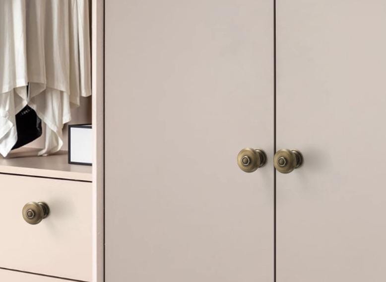 Antique Solid Brass Cabinet Knobs Classic Vintage Round Drawer Pulls Kitchen Cabinets Dressers Closets Furniture Renovation
