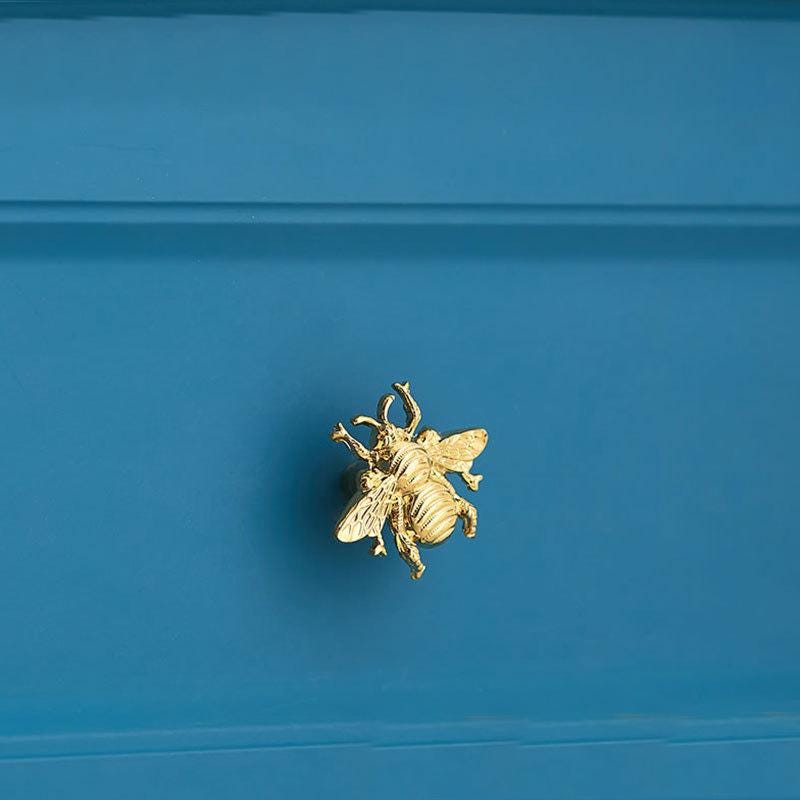 Gold Bee Solid Brass Drawer Knobs Cute Insect Cabinet Handles Kids Room Nursery Nature-Inspired Furniture Decor