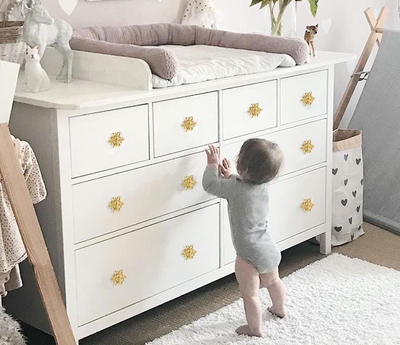 Gold Bee Solid Brass Drawer Knobs Cute Insect Cabinet Handles Kids Room Nursery Nature-Inspired Furniture Decor