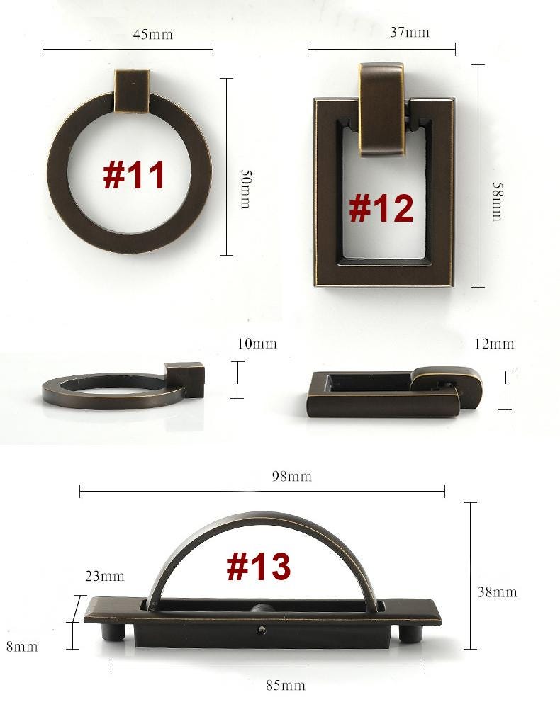 Aged Solid Brass Cabinet Drawer Pulls Knobs Modern Loft & Classic Style Dark Bronze Elegant Handles Matte Finish Kitchen Bedroom Furniture