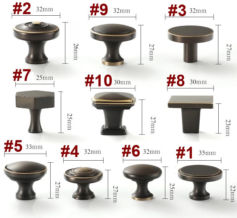 Aged Solid Brass Cabinet Drawer Pulls Knobs Modern Loft & Classic Style Dark Bronze Elegant Handles Matte Finish Kitchen Bedroom Furniture