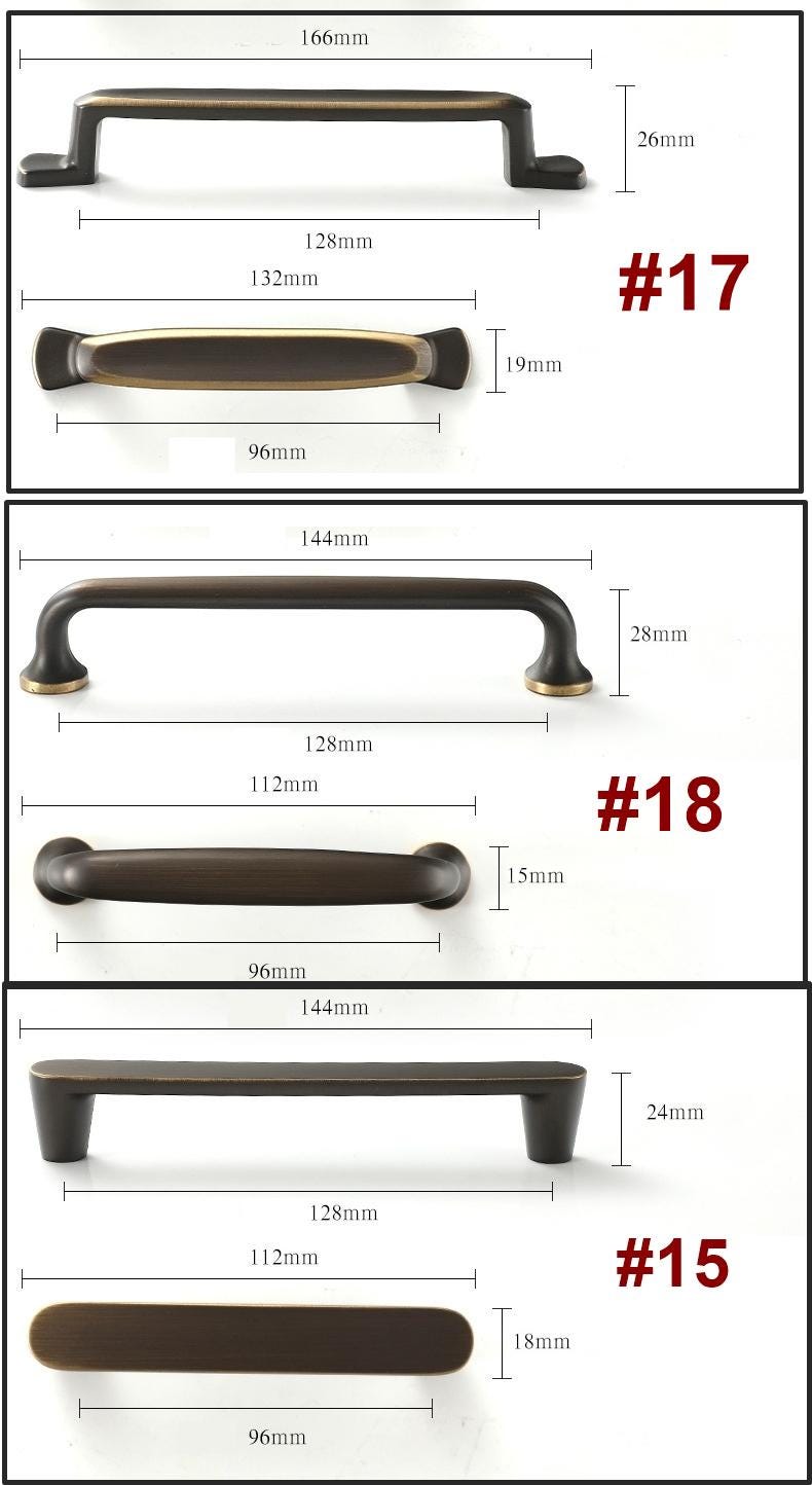 Aged Solid Brass Cabinet Drawer Pulls Knobs Modern Loft & Classic Style Dark Bronze Elegant Handles Matte Finish Kitchen Bedroom Furniture